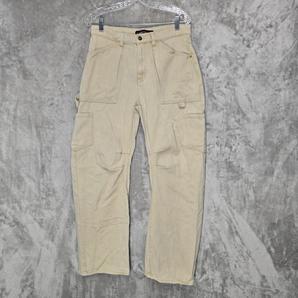 Lioness Women M Miami Vice Barrel Wide Leg Cargo Pants Jeans Tan Baggy Cargo